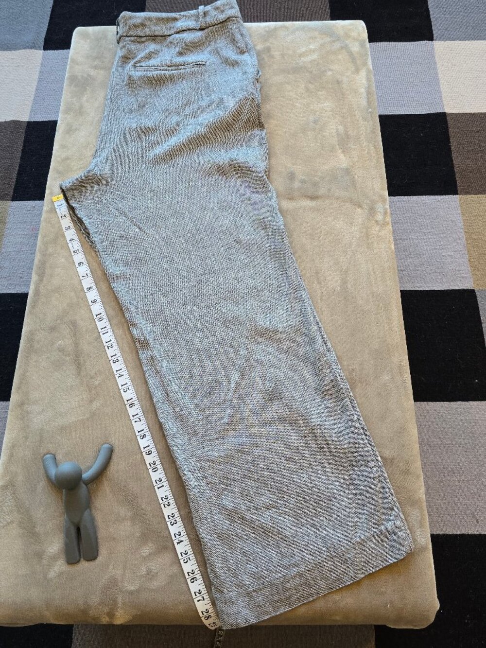H&M Gray Herringbone Dressy Linen-Blend Trousers - Size 18 Plus Size